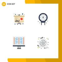 Set of 4 Vector Flat Icons on Grid for chart radiology information plumber ribs Editable Vector Design Elements