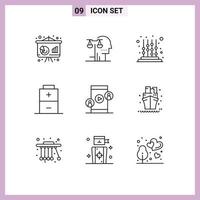 Pictogram Set of 9 Simple Outlines of conference electric law charging toddler Editable Vector Design Elements