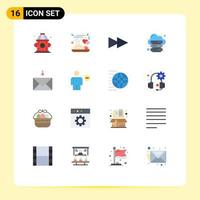 Stock Vector Icon Pack of 16 Line Signs and Symbols for avatar message next mail server Editable Pack of Creative Vector Design Elements