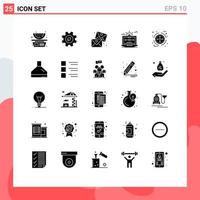 Group of 25 Solid Glyphs Signs and Symbols for business computer email vector drawing Editable Vector Design Elements
