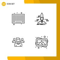 4 Icon Set Line Style Icon Pack Outline Symbols isolated on White Backgound for Responsive Website Designing vector