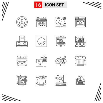 16 Outline concept for Websites Mobile and Apps sushi web holiday quicklinks links Editable Vector Design Elements