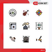 Pictogram Set of 9 Simple Filledline Flat Colors of alarm play violin game air hockey Editable Vector Design Elements