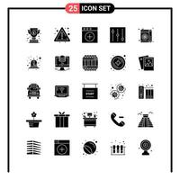 Set of 25 Solid Style Icons for web and mobile Glyph Symbols for print Solid Icon Signs Isolated on White Background 25 Icon Set vector