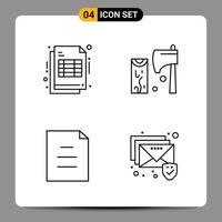 4 Black Icon Pack Outline Symbols Signs for Responsive designs on white background 4 Icons Set vector