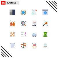 Modern Set of 16 Flat Colors and symbols such as surf sport test board url Editable Pack of Creative Vector Design Elements