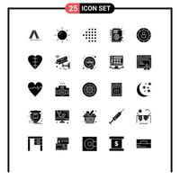 Universal Icon Symbols Group of 25 Modern Solid Glyphs of efficiency chart left sync globe Editable Vector Design Elements