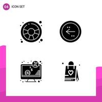 Glyph Icon set Pack of 4 Solid Icons isolated on White Background for responsive Website Design Print and Mobile Applications vector