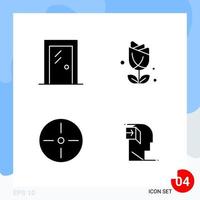 Modern Pack of 4 Icons Solid Glyph Symbols isolated on White Backgound for Website designing vector