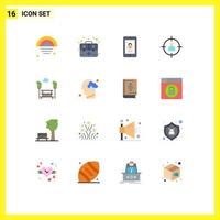 16 Universal Flat Color Signs Symbols of park target encryption target human Editable Pack of Creative Vector Design Elements