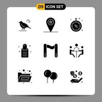Pack of 9 creative Solid Glyphs of start finish compass salon beauty Editable Vector Design Elements