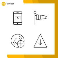 4 Icon Set Line Style Icon Pack Outline Symbols isolated on White Backgound for Responsive Website Designing vector