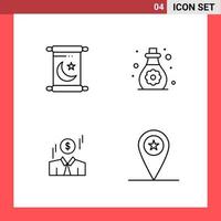 4 Icon Pack Line Style Outline Symbols on White Background Simple Signs for general designing vector