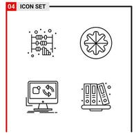 4 General Icons for website design print and mobile apps 4 Outline Symbols Signs Isolated on White Background 4 Icon Pack vector