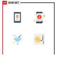 Group of 4 Flat Icons Signs and Symbols for encryption romance security mobile information glass Editable Vector Design Elements