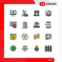 conjunto de 16 iconos de interfaz de usuario modernos signos de símbolos para computadoras de gadget hito conexiones de Internet de las cosas elementos de diseño de vectores creativos editables