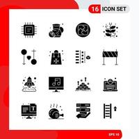 Creative Set of 16 Universal Glyph Icons isolated on White Background vector