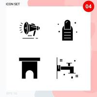 Vector Pack of 4 Icons in Solid Style Creative Glyph Pack isolated on White Background for Web and Mobile