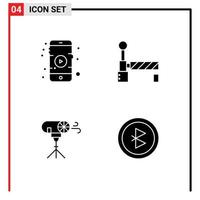 4 User Interface Solid Glyph Pack of modern Signs and Symbols of mobile special flag effects connection Editable Vector Design Elements