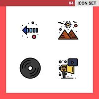 Group of 4 Modern Filledline Flat Colors Set for arrow laptop planet devices advertising Editable Vector Design Elements