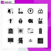 Solid Icon set Pack of 16 Glyph Icons isolated on White Background for Web Print and Mobile vector