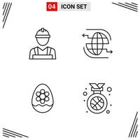 4 Icons Line Style Grid Based Creative Outline Symbols for Website Design Simple Line Icon Signs Isolated on White Background 4 Icon Set vector