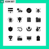 User Interface Pack of 16 Basic Solid Glyphs of metro house playstation home clip Editable Vector Design Elements