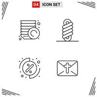 4 Icons Line Style Grid Based Creative Outline Symbols for Website Design Simple Line Icon Signs Isolated on White Background 4 Icon Set vector