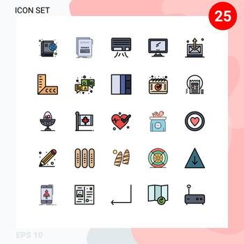 Universal Icon Symbols Group of 25 Modern Filled line Flat Colors of business imac script device computer Editable Vector Design Elements