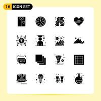 paquete de iconos de vectores de stock de 16 signos y símbolos de línea para relojes de corazón favoritos elementos de diseño de vectores editables de tocino de comida rápida