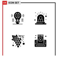 4 General Icons for website design print and mobile apps 4 Glyph Symbols Signs Isolated on White Background 4 Icon Pack vector