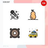 4 Creative Icons Modern Signs and Symbols of mic camping food devices travel Editable Vector Design Elements