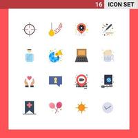 Set of 16 Modern UI Icons Symbols Signs for bellboy scalpel motion medical options Editable Pack of Creative Vector Design Elements