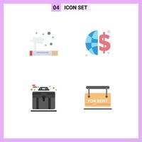 Pack of 4 creative Flat Icons of gas briefcase waste money board Editable Vector Design Elements