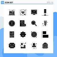 Modern 16 solid style icons Glyph Symbols for general use Creative Solid Icon Sign Isolated on White Background 16 Icons Pack vector