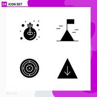 Solid Icon set Pack of 4 Glyph Icons isolated on White Background for Web Print and Mobile vector