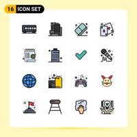 Universal Icon Symbols Group of 16 Modern Flat Color Filled Lines of mark checklist color check game Editable Creative Vector Design Elements