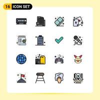 Universal Icon Symbols Group of 16 Modern Flat Color Filled Lines of mark checklist color check game Editable Creative Vector Design Elements