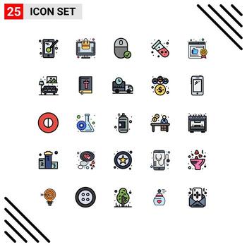 Modern Set of 25 Filled line Flat Colors Pictograph of business tube computers test hardware Editable Vector Design Elements