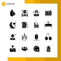 16 Icon Set Solid Style Icon Pack Glyph Symbols isolated on White Backgound for Responsive Website Designing vector