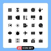 Solid Glyph Pack of 25 Universal Symbols of financial business medal aim technology Editable Vector Design Elements