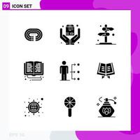 Solid Icon set Pack of 9 Glyph Icons isolated on White Background for Web Print and Mobile vector