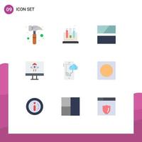 9 Thematic Vector Flat Colors and Editable Symbols of technology connection frame cloud rocket Editable Vector Design Elements