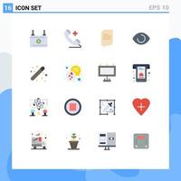 16 Universal Flat Color Signs Symbols of designing creative chat vision face Editable Pack of Creative Vector Design Elements