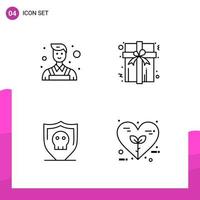 Outline Icon set Pack of 4 Line Icons isolated on White Background for responsive Website Design Print and Mobile Applications vector