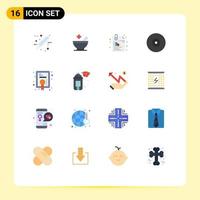 Group of 16 Modern Flat Colors Set for award dvd document disc blu Editable Pack of Creative Vector Design Elements