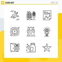 colección de 9 iconos de línea universal conjunto de iconos para web y móvil vector