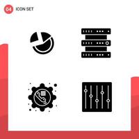 Pack of 4 Universal Glyph Icons for Print Media on White Background vector