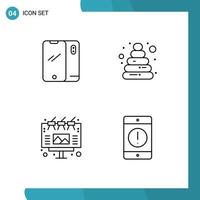 paquete de iconos de vector de stock de 4 signos y símbolos de línea para publicidad telefónica android pirámide al aire libre elementos de diseño de vector editables