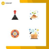 4 Universal Flat Icon Signs Symbols of car light growth bulb analysis Editable Vector Design Elements